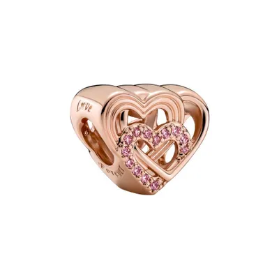 Produktbild von Pandora Charm 789529C01 Intertwined Love Hearts 14 Karat rose vergoldet Liebesherzen