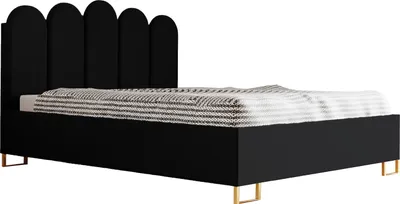 Produktbild von Schlafzimmer-Polsterbett MALAGA, Gepolstertem Kopfteil, Hochwertiger KRONOS Polsterstoff, Bettkasten mit Gasdruckfeder, Komfortable Betthöhe 39 cm, 160x200 cm Schwarz