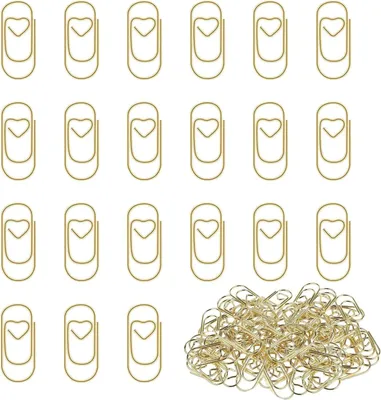 Imagen del producto de Clips metálicos con forma de corazón, 130 unidades, color dorado, para documentos