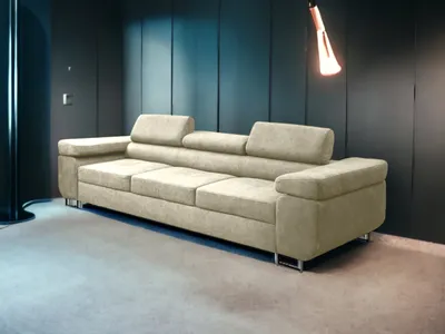 Obrázek produktu pro Rozkládací pohovka GRAINGOLD Santos 3 - čalouněná pohovka, gauč s funkcí spaní - třímístná pohovka v moderním designu - krémová