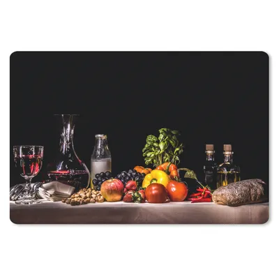 Produktbild von MuchoWow® Mauspad Mousepad Stilleben - Essen - Trinken - Obst - Schwarz 27x18 cm - Mousepads - Maus Mat - Pad - Mausunterlage - Büroartikel - Desk Matten