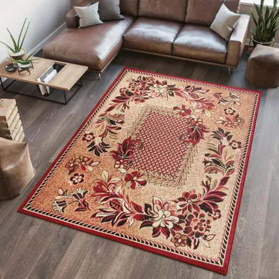 Produktbild von Tapiso Teppich ATLAS modern rot beige Wohnzimmer 250 x 300 cm