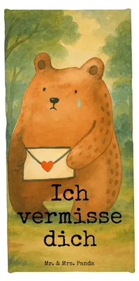 Produktbild von Mr. & Mrs. Panda Badehandtuch Bär Vermissen Design - Blau Pastell - Geschenk, Freund, sporthandtuch, Unglücklich Verliebt, Teddy, Liebeskummer, Reise, Duschtuch, Freundin