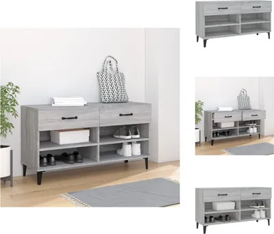 Zdjęcie produktu dla vidaXL Szafka na buty Szara Sonoma 102x35x55 cm Materiał drewnopochodny - Stojaki i szafki na buty