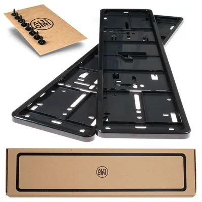 Original ALTI GIRI Premium Kennzeichenhalter + 8x SCHRAUBEN / SCHWARZ GLANZ in der Farbe SCHWARZ von Konrad Rej / Alti Giri