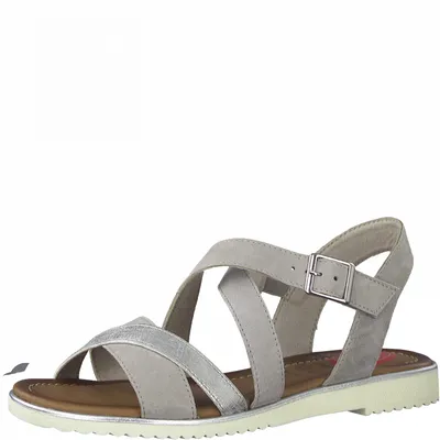 Produktbild von Jana 100% Comfort Leather Damen Sandal Flat Art: 8-8-28115-28 in lt.grey suede (grau) - Größe:37