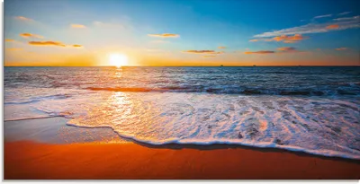 Produktbild von ARTland Glasbild Sonnenuntergang und das Meer Größe: 100x50 cm