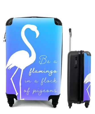 Produktbild von MuchoWow® Koffer Handgepäck Trolley Rollkoffer Kleine Reisekoffer mit 4 Rollen - Blau - Weiß - Flamingo - Cabin Size < 55x40x23 cm & 55x40x20 cm - Fotokoffer - Kabinenkoffer - Boardgepäck - Reise-Box - Reisekoffer - Reisegepäck - Koffer mit Bild - Trolley für Kinder