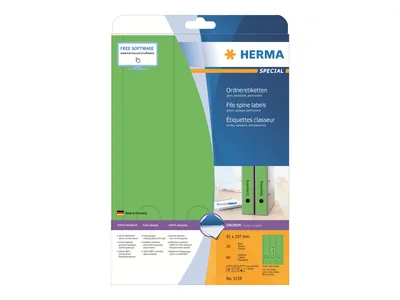 Zdjęcie produktu dla HERMA 5139, Zielony, Zaokrąglony prostokąt, Na stałe, Papier, Matowy, Laser/Atrament