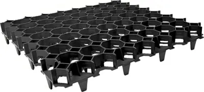 Produktbild von FORTENA Rasengitter Platten 50x50x4 cm, Farbe: schwarz - aus hochrobustem Kunststoff, zur Parkplatzbefestigung, Bodenstabilisierung, belastbar mit PKW bis zu 1000t/m²