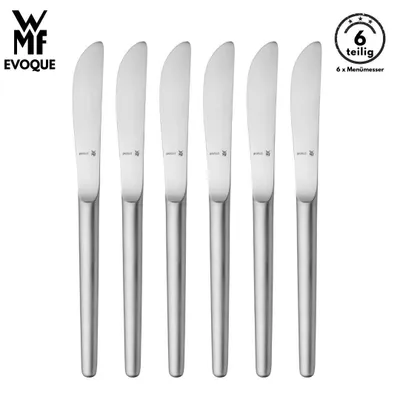 Produktbild von WMF Evoque Menümesser , 6-teilig, Cromargan® Edelstahl, geschmiedete Klinge, spülmaschinenfest, Tafelmesser, Messerset, Messer, Besteck set