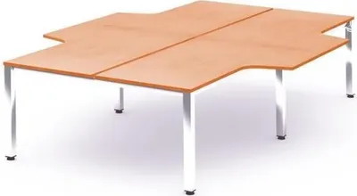 Produktbild von Mehrfacharbeitstisch Executive L-Form BxTxH 320x163/220x73cm Gestell verchromt Platte Melamin buche.