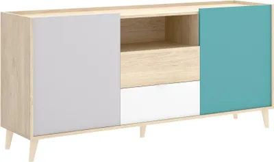 Image de Asa - Buffet, 155x43x75h cm Blanc, 2 Tiroirs