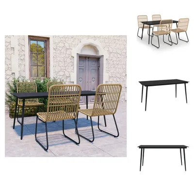 Immagine prodotto di vidaXL Set da pranzo da giardino 5 pezzi in rattan e vetro - Set di mobili da giardino