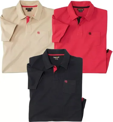 Produktbild von Atlas For Men - Poloshirt für Herren(3er-Pack) AF2633 (XL) (Beige/Schwarz/Rot)