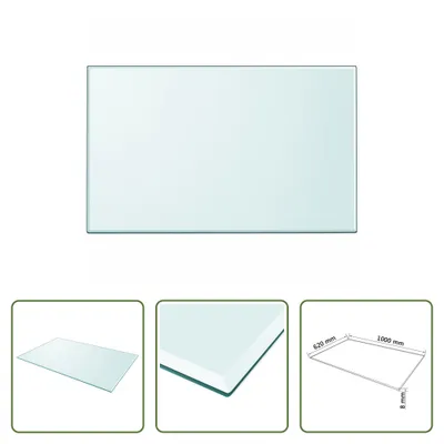 Image de The Living Store Plateau de table en verre trempé rectangulaire 1000x620 mm
