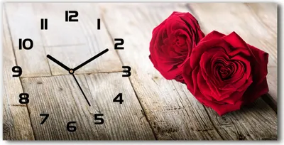Immagine prodotto di Orologio da parete in vetro – 60x30 cm - Quadro in vetro - Orologio in vetro - Vetro temperato - Lancette nere - Rose su legno