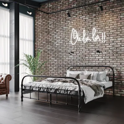 Produktbild von Metallbett CHILE 140x200 Jugendzimmer Schlafzimmer Doppelbett Bettrahmen mit Lattenrost Bettrahmen Schwarz Metall