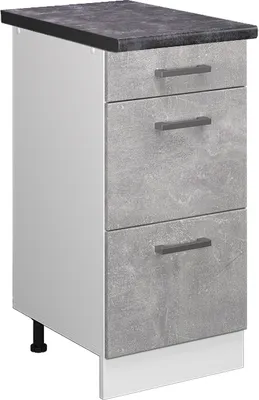 Produktbild von Küchenunterschrank Vicco R-Line Beton 40 cm mit Schubladen, AP Anthrazit, Model 46375