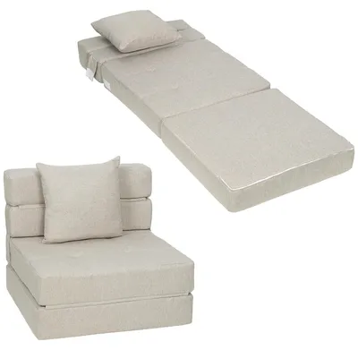 Image de Chauffeuse canapšŠ-lit convertible fauteuil 1 place avec 1 coussin dšŠhoussable, tissu beige