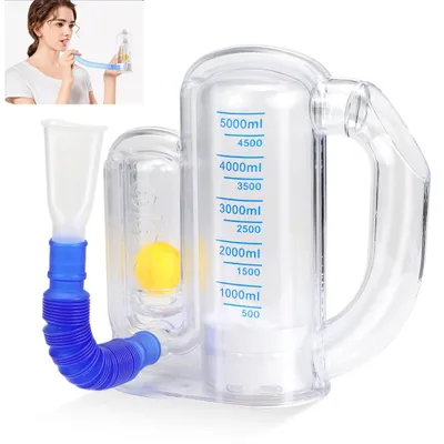Produktbild von Lungentrainer, 5000ML Atemtrainer mit Kugelflussanzeige und Skalenanzeige, Atemtrainer für Logopädie und Lungenfunktion