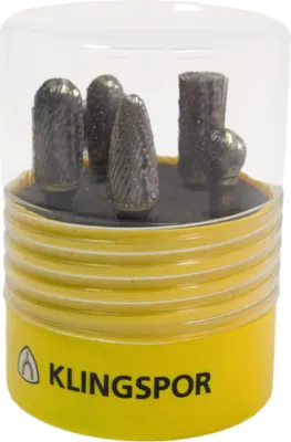 Produktbild von Klingspor HF100BOX5 Fräser/Kernbohrer/ Set, 9,6 x 6 mm Kreuzverzahnung