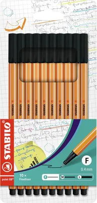 Obrázek produktu pro Sada stabilo Point 88, 10 kusů - fixy, černá barva, v pouzdře
