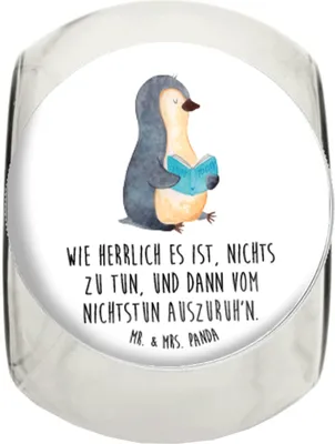 Produktbild von Mr. & Mrs. Panda gewürzglas Pinguin Buch XL 2000ml - Weiß - Geschenk, Teedose, Bonboniere, Ferien, Dekoglas, Kaffeedose, Vorratsbehälter, Aufbewahrungsdose, Urlaub