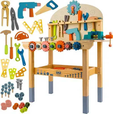 Produktbild von Kinder-Werkbank aus Holz, 3-in-1-Bastelset