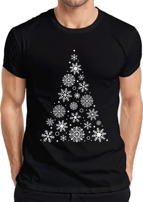 Produktbild von Schneeflocken Weihnachtsbaum - Weihnachten Weihnachtsgeschenk Christmas Herren T-Shirt, Schwarz, XXL