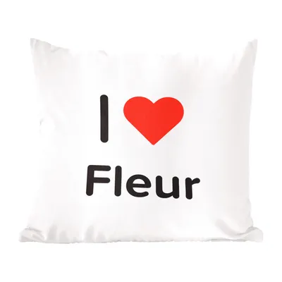 Produktbild von MuchoWow® Zierkissen Sofakissen Wohnzimmer Dekokissen 60x60 cm Ich liebe - Fleur - Mädchen - Sitzfläche - Foto Polster