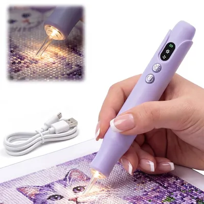 Produktbild von Elektrischer Diamond Painting Stift mit LED Licht, Vakuum Aufnahme, 2 Saugstufen und USB-C Akku für Diamantmalerei