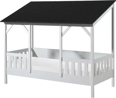 Produktbild von Vipack Hausbett mit 90 x 200 cm Liegefläche, Dach in Schwarz