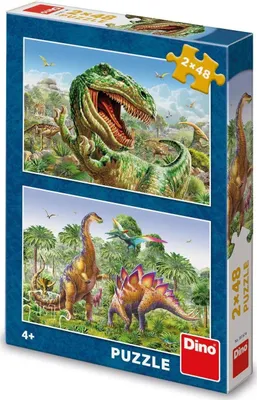 Produktbild von Dinotoys Dino-Puzzle – Kampf der Dinos – 2 x 48 Teile