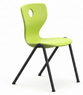 Produktbild von Ergonomisch geformter Schulstuhl in Grün mit stabilen Metallbeinen