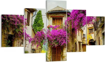 Produktbild von Bild auf Leinwand - Leinwandbild - Straße Sommer Blumen - 125x70cm - Wand Bild - Wanddeko - Leinwanddruck - Bilder - Kunstdruck - Wanddekoration - Leinwand bilder - Wandkunst - EA125x70-3589