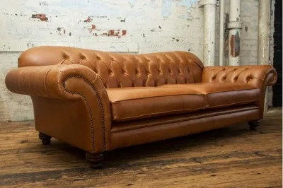 Productafbeelding van Cheesterfield Luxus Designer Couch - Ideale Büro Wohnzimmer - Sofa Leder Braun