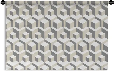 Produktbild von MuchoWow® Wandteppich Wandbehang Würfel - 3D - Muster 90x60 cm Tapisserie Dekoration Wandtuch - Wandskulpturen - Bildteppich