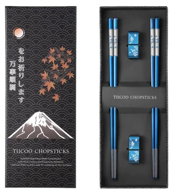 Produktbild von Premium Edelstahl-Essenstäbchen Set mit Antirutschgriff
