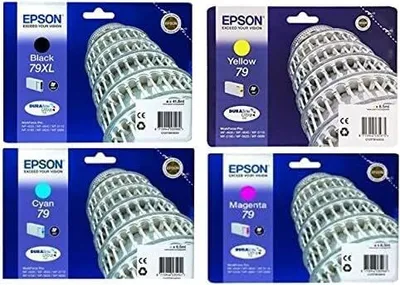 Produktbild von 4x Epson Tintenpatronen, 79XL & 79, 4-teiliges Set Satz für Workforce Pro WF-4600, WF-4630 DWF, WF-4640 DTWF, WF-5100 Series, WF-5110 DW, WF-5190 DW, WF-5600 Series, WF-5620 DWF, WF-5690 DW NEU