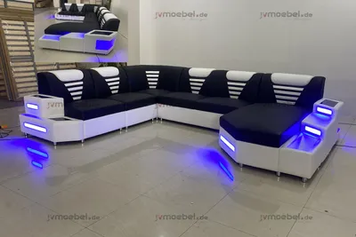 Image de Design Moderne Canapé Canapé d'angle en U Canapé en cuir Salon Canapé d'angle
