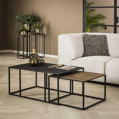 Produktbild von Hoyz-Kollektion – Couchtisch-Set 2, rechteckig, Eisenmetallic – Grau