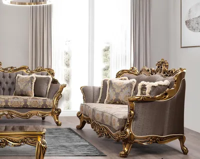Produktbild von Dreisitzer Sofa 3 Sitzer Dreibettsofa Sofa Sofas Sessel Sitz Stoff Stil Barock