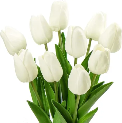 Produktbild von 10 kš¹nstliche Tulpen, kš¹nstliche Tulpen, unechte Tulpen zur Dekoration von Wohn- oder Schlafzimmer (wei?)
