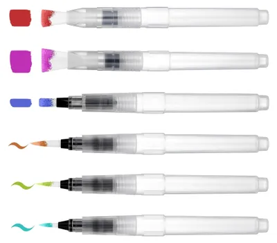 Produktbild von 6 Wasserpinsel Stifte, Auffüllbare Aquarellpinsel mit Wassertank