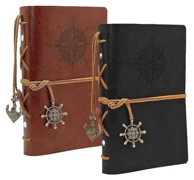 Produktbild von Schnelleinkauf - 2er A7 Leder Notizbuch, Retro Leder, Vintage Sporen, Fülltagebuch, Reiseset Notizbuch, Skizzenbuch für Männer und Frauen, Zwar