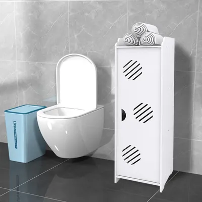 Produktbild von Kleiner Wasserdichter Badezimmerschrank, Freistehender Badschrank Schmal,Badezimmermöbel Geeignet für WC, Schlafzimmer, Küche 24x20x72cm Weiß