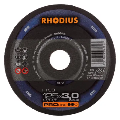 Produktbild von RHODIUS Freihandtrennscheiben Stahl FT33 125 x 3,0 x 22,23 mm 25 Stück