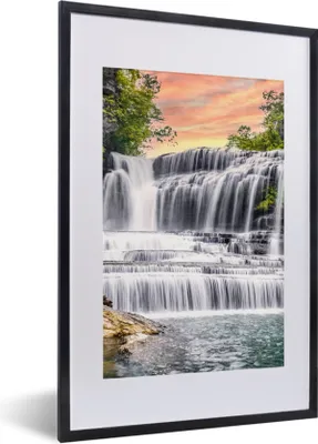Produktbild von MuchoWow® Gerahmtes Poster Wasserfall - Wasser - Steine - Pflanzen - Natur 40x60 cm - Poster mit Schwarzem Bilderrahmen Wandposter Rahmen Foto Bilder - Poster in Rahmen
