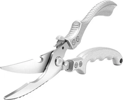 Produktbild von Famanu Küchenschere mit Metallgriffen für Geflügel, Fisch, Fleisch und Gemüse - rostfreier Stahl